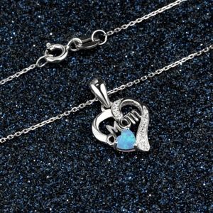 Mom Jewelry Love Her Heart Blue Opal Stone Jewelry